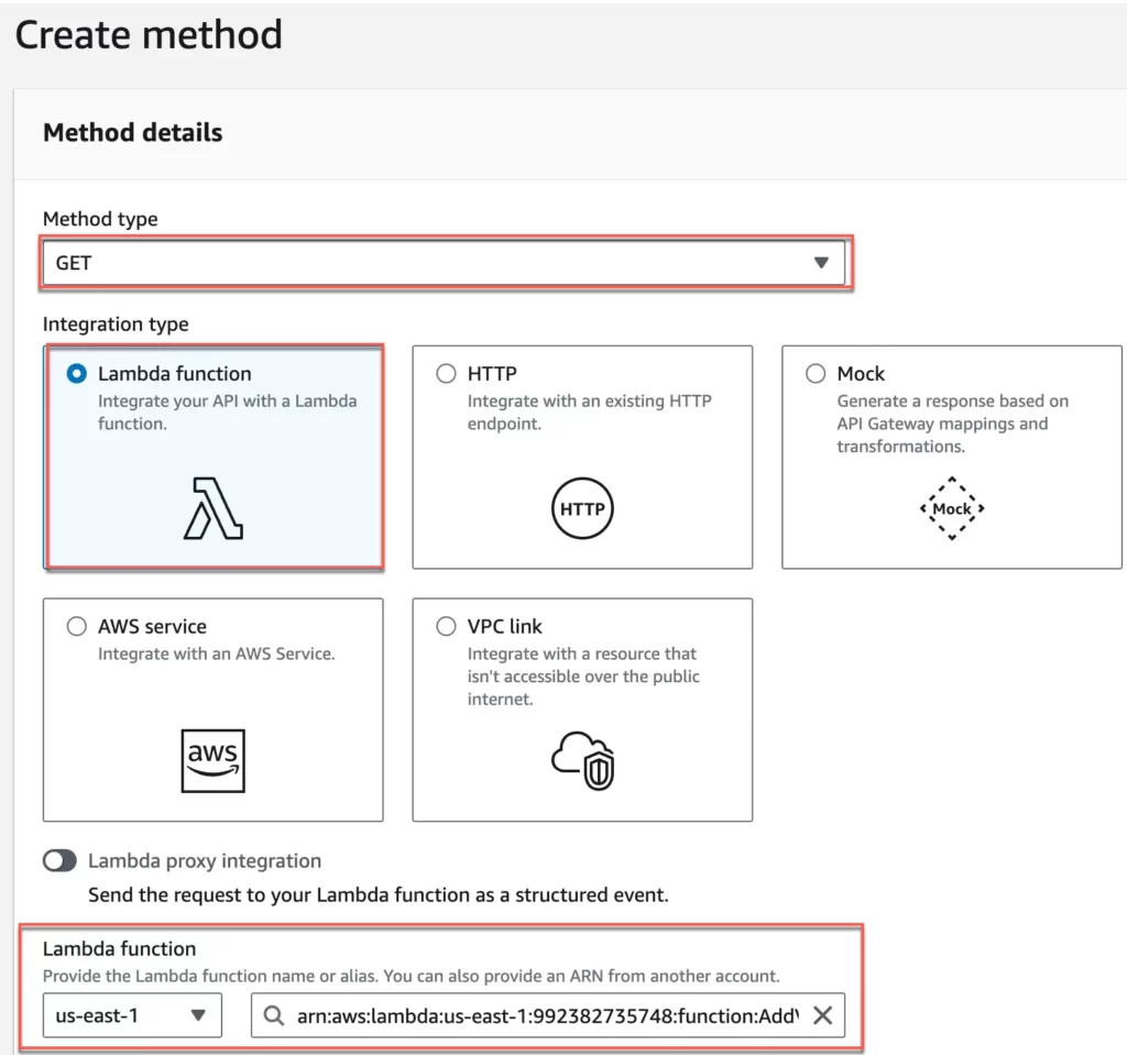 Create REST API in API Gateway 