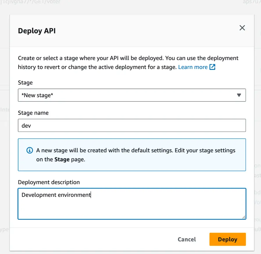 Deploy API settings in AWS API Gateway