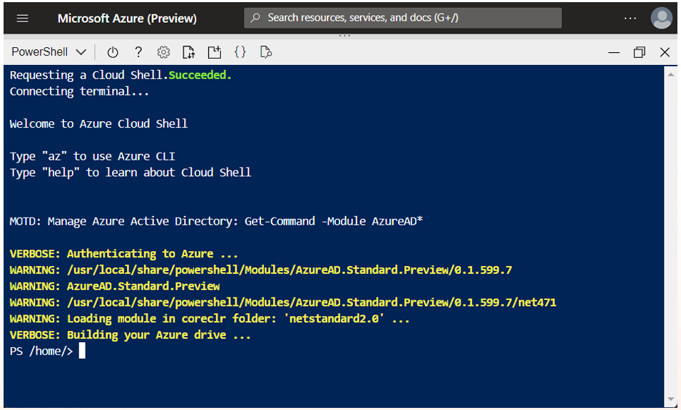 azure access cloud shell directly